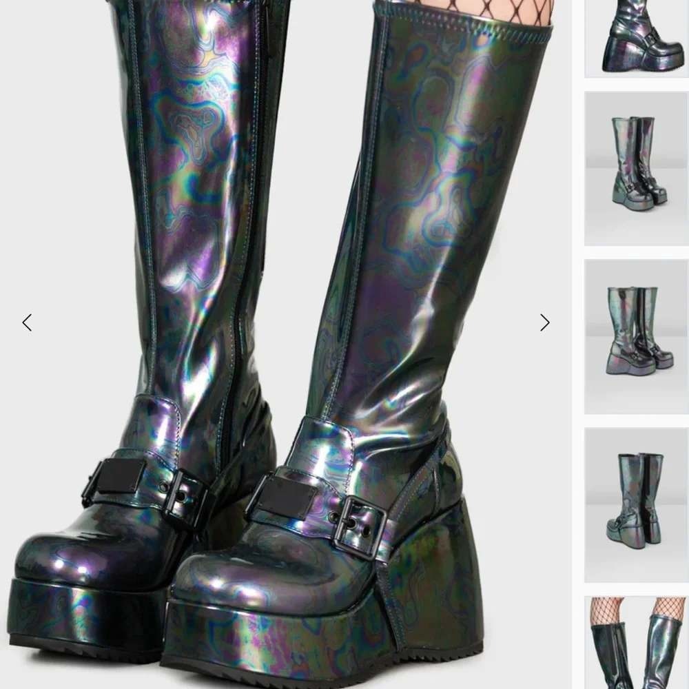 killstar watchtower Holographic Oil Slick Iridescent Platform Boots Size 10 - Picture 1 of 8